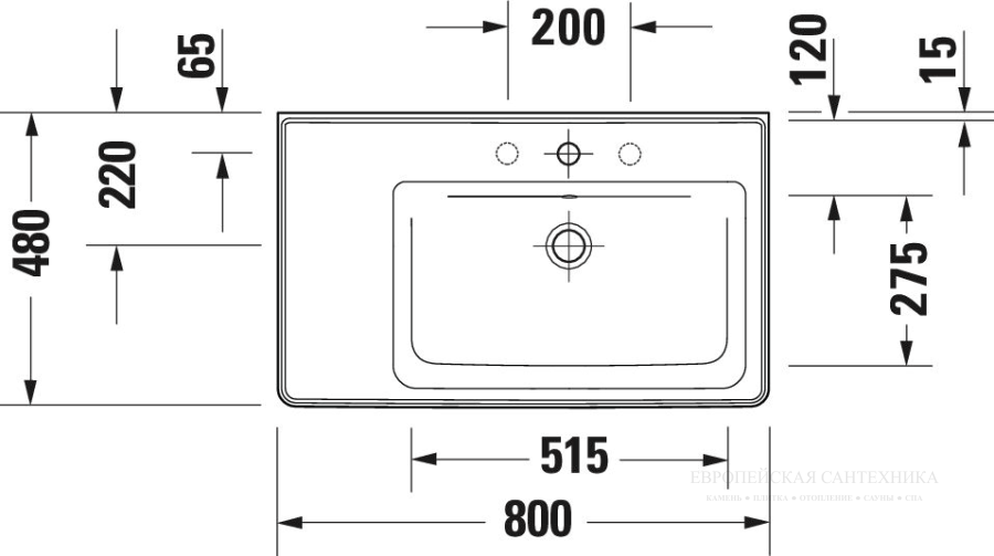 Раковина Duravit D-Neo для мебели, 800x480 мм, чаша справа, на 1 отверстие под смеситель, цвет белый - изображение 10