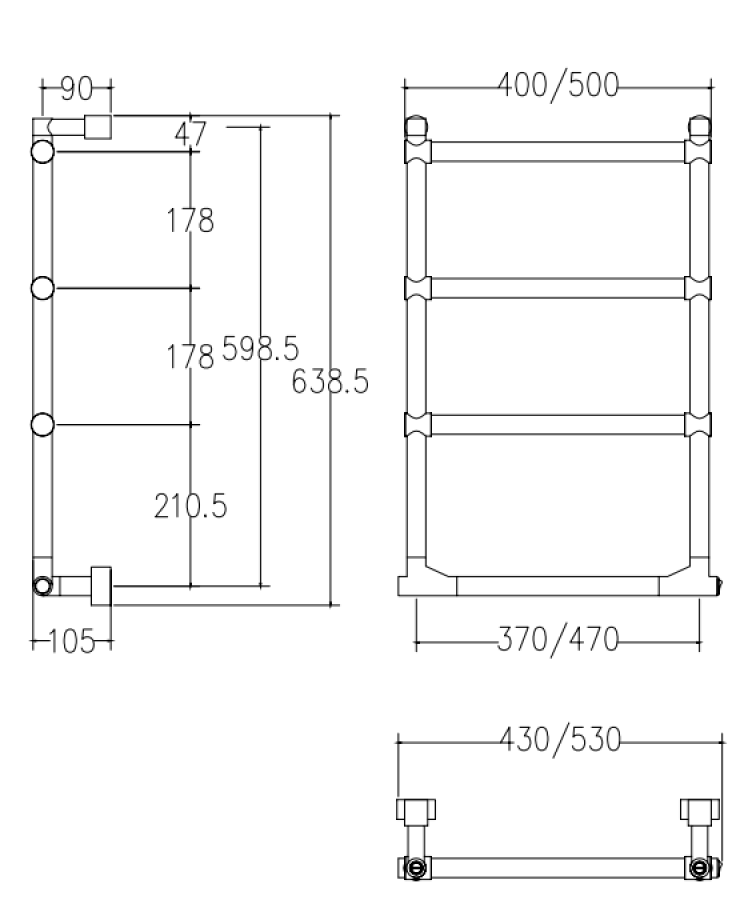 Полотенцесушитель Margaroli Sole, электрический, (кнопка справа), 638,5х105x530 мм, цвет Brushed Warm Bronze PVD (gessi 726) - изображение 2