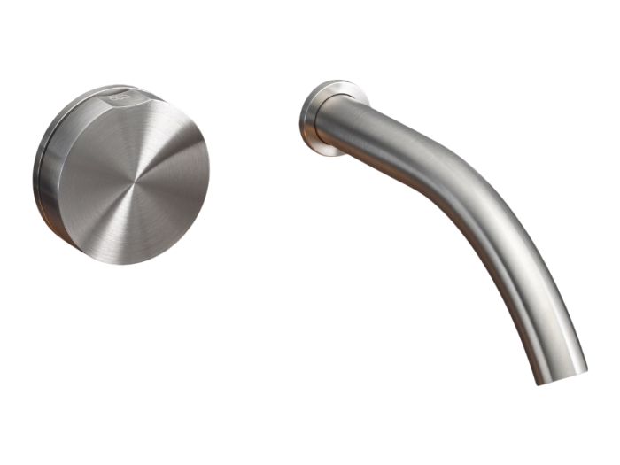 На изображении товар Смеситель для раковины CeaDesign Giotto, настенный, прогрессивный, на 2 отверстия, внешняя часть, сталь, цвет Black Diamond сатинированный от официального представителя в Москве