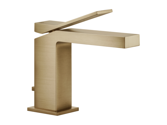 На изображении товар Смеситель для раковины Gessi Rettangolo K , с донным клапаном, цвет Warm Bronze Brushed PVD от официального представителя в Москве