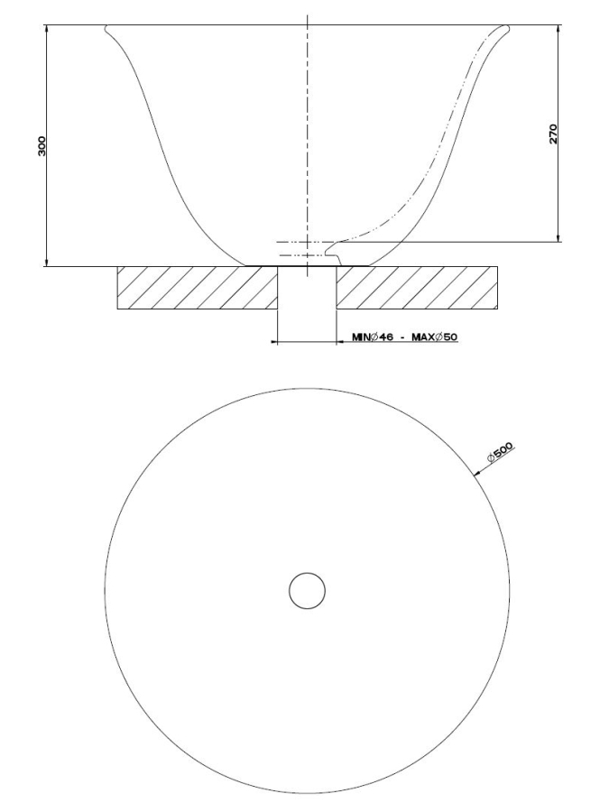 Раковина Gessi Goccia Total Look, накладная, керамика, Ø500х300 мм, цвет белый - изображение 1