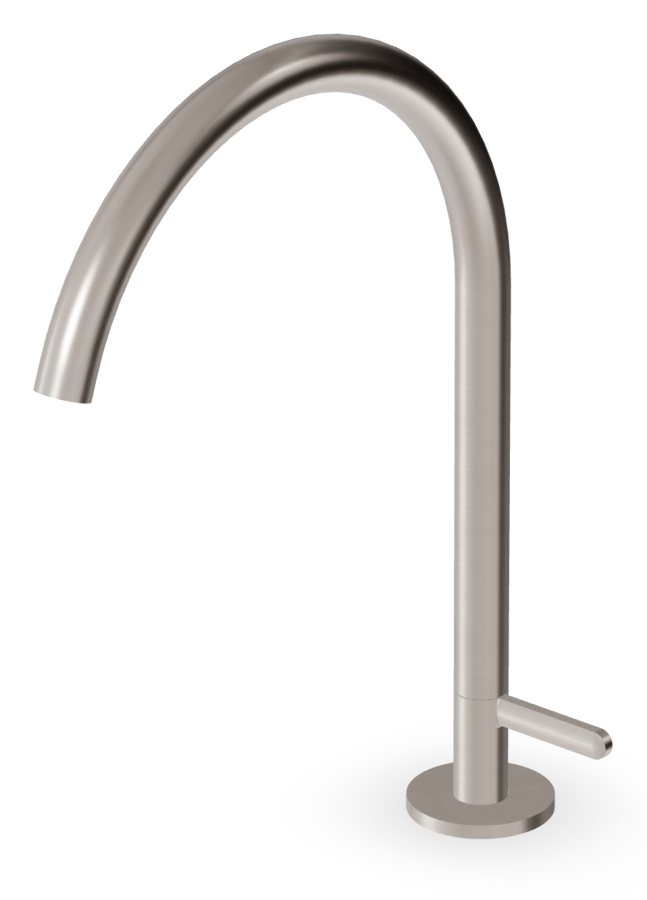 Смеситель для раковины Zucchetti Isy22, однорычажный, с аэратором, высокий поворотный излив, цвет Brushed Nickel