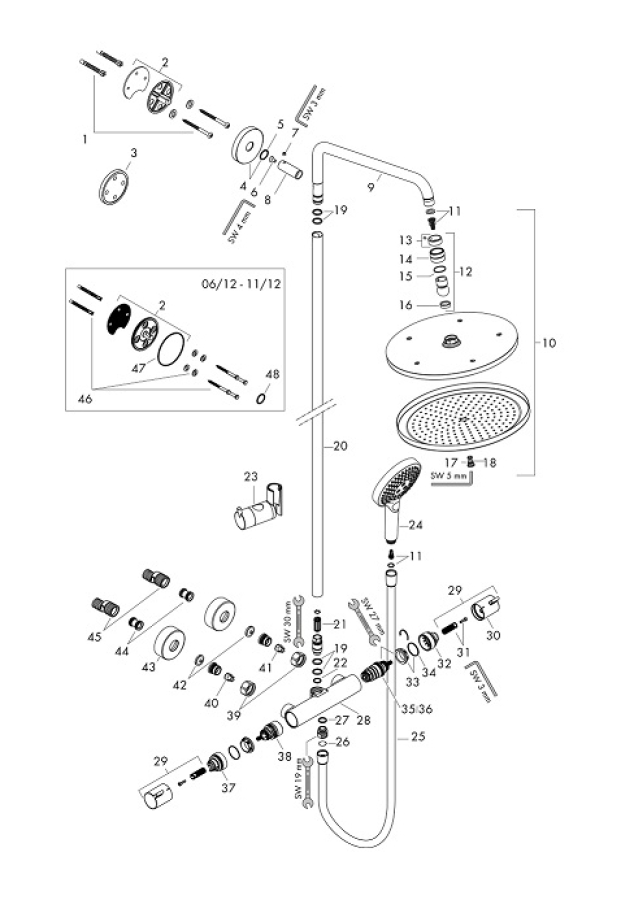 Душевая система Hansgrohe Croma Select 280 Air Showerpipe, с термостатом, цвет шлифованная бронза - изображение 2