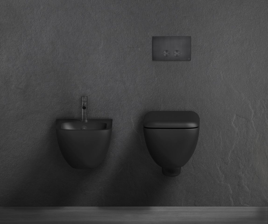 Унитаз Gessi Goccia, подвесной, со встроенным сифоном и сиденьем, 540хh350 мм, цвет Matt Black Ceramic - изображение 1