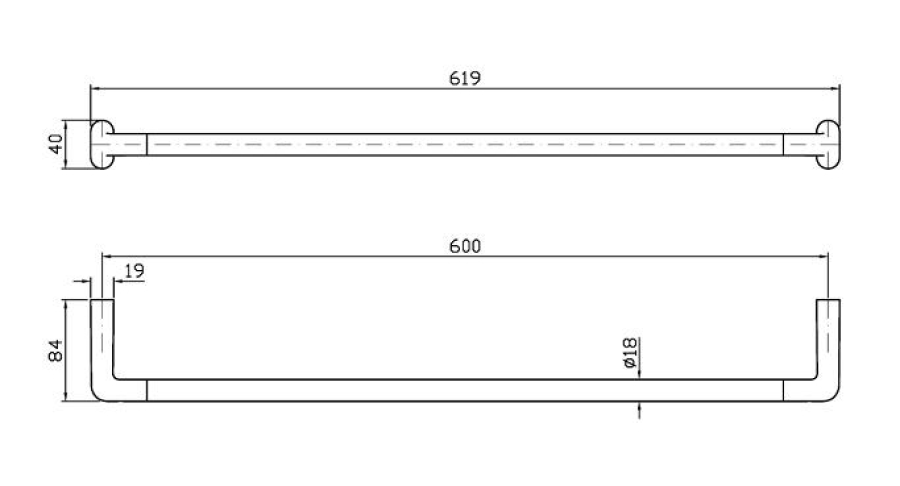 Полотенцедержатель Zucchetti Medameda, настенный, L. 600 мм, цвет Brushed Metal Black - изображение 1