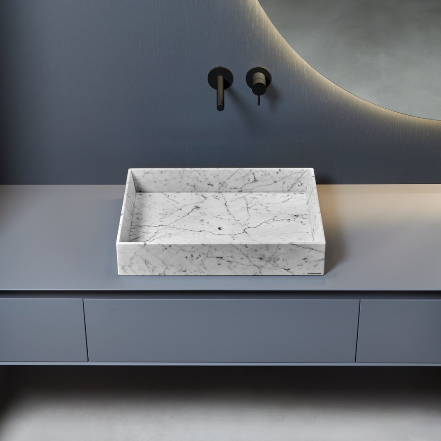 Раковина Nabatei Antonio Lupi, накладная, 54 x 40 x 10 см, мрамор, цвет Bianco Carrara