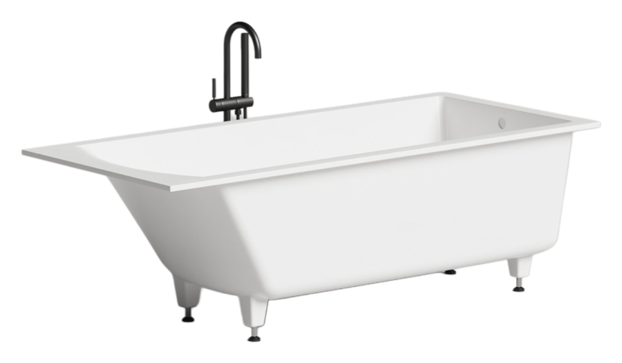 Ванна Salini Cascata  1800х800х600 мм, прямоугольная, встраиваемая, регулируемые ножки до 20 мм,материал S-Sense, цвет белый глянцевый