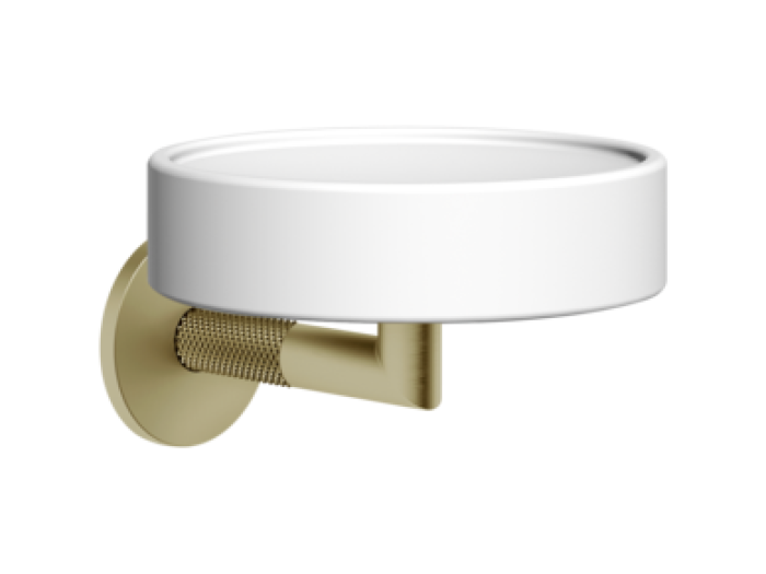 На изображении товар Мыльница Gessi Anello настенная, цвет White/Brass Brushed PVD от официального представителя в Москве