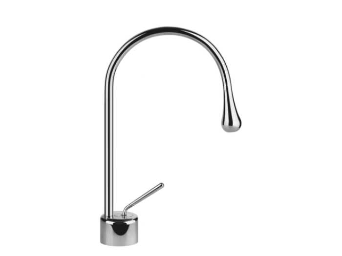 На изображении товар Cмеситель для раковины Gessi Goccia h309 мм, с коротким изливом, без донного клапана, цвет Chrome от официального представителя в Москве