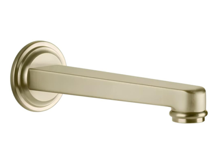 На изображении товар Излив Gessi Venti20, настенный, цвет Brushed Brass PVD от официального представителя в Москве