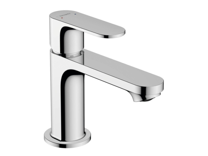 На изображении товар Смеситель для раковины Hansgrohe Logis Rebris S, однорычажный, на 1 отверстие, излив 121 мм, c донным клапаном, цвет Хром от официального представителя в Москве