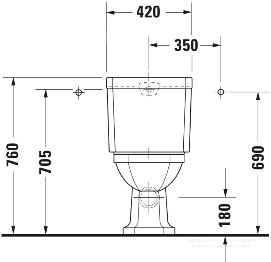 Унитаз комбинированный Duravit Series 1930 напольный, 665х355 мм, сток горизонтальный, цвет белый глянцевый с покрытием WonderGliss - изображение 5