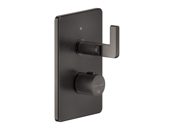 На изображении товар Термостат Gessi Inciso, встраиваемый, с переключателем на 2 выхода, цвет Black Metal Brushed PVD от официального представителя в Москве
