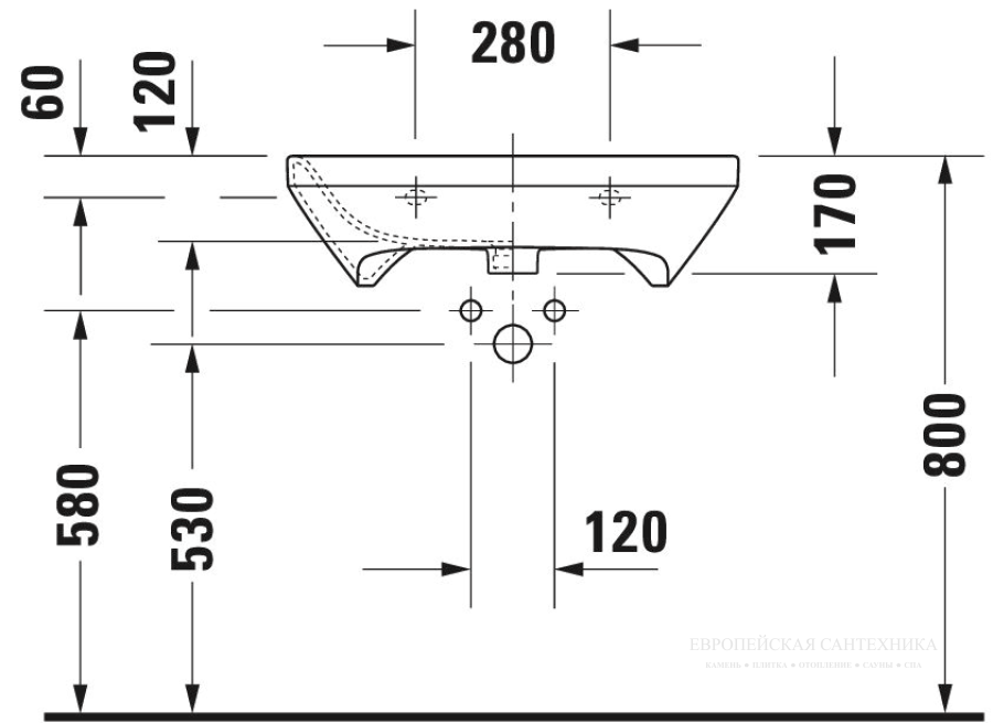 Раковина Duravit DuraStyle Vital подвесная, 650х570 мм, с переливом, с 1 отверстием под смеситель, цвет белый - изображение 4