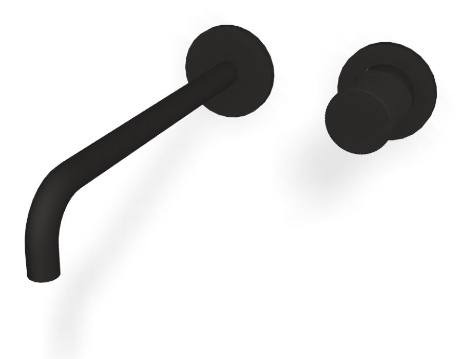 Смеситель для раковины Carlo Frattini Spillo Tech, ручка G Collection, настенный, с донным клапаном Click-Clack, излив 250 мм, внешняя часть, цвет чёрный матовый