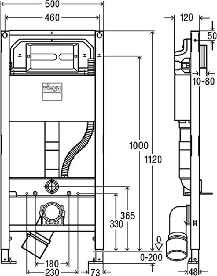 Инсталляция Viega Prevista Dry для подвесного унитаза с клавшей Visign for Style 23, 1120 х 500 мм, цвет хром - изображение 2