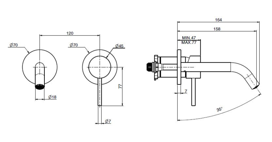 Смеситель для раковины Carlo Frattini Spillo Up, встраиваемый, с донным клапаном Click-Clack, внешние части, цвет матовый белый - изображение 3