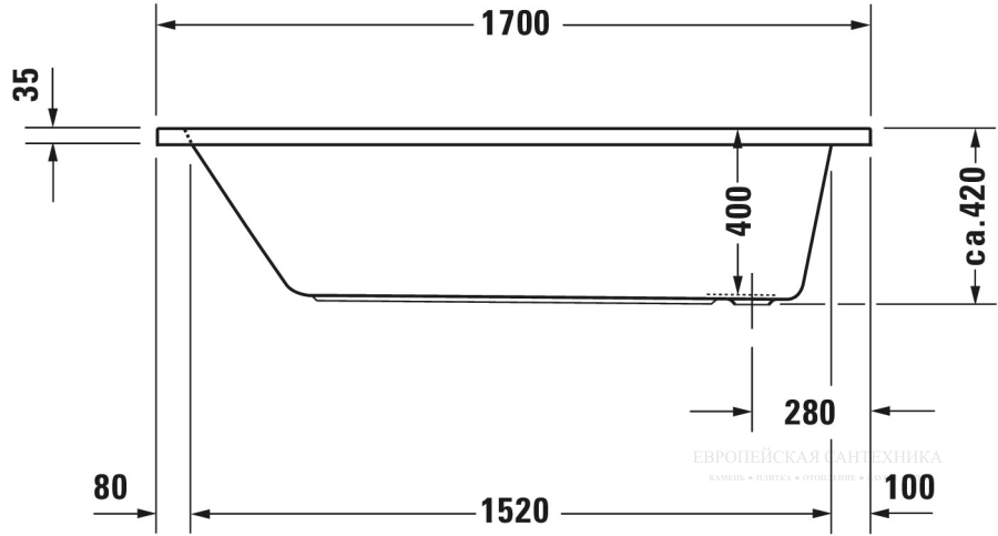 Ванна  встраиваемая Duravit D-Code, 1700 x 750 мм, акриловая, цвет белый - изображение 17