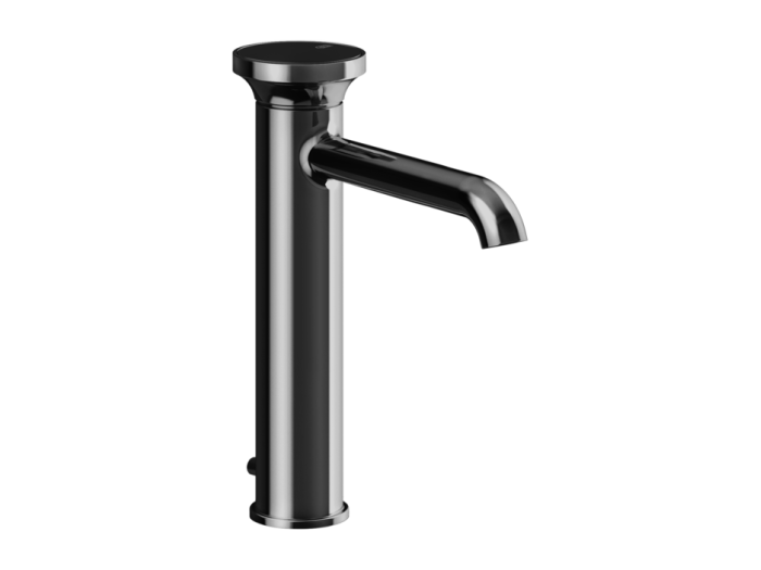 На изображении товар Смеситель для раковины Gessi Origini, средней длины, с донным клапаном, цвет Black Metal PVD от официального представителя в Москве