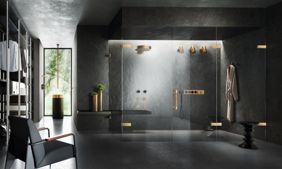 Зажим стена-стекло Gessi Rigato, ширина 160 мм, цвет Finox Brushed Nickel - изображение 1