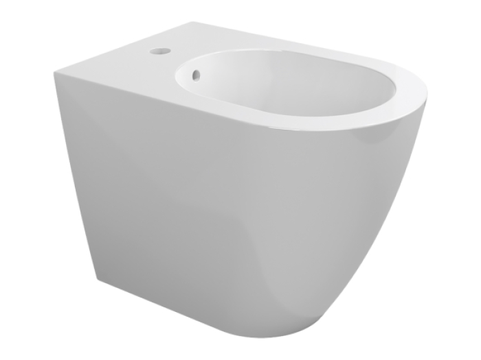 На изображении товар Биде Flaminia Link напольное, приставное, 560х360 мм, с 1 отверстием для смесителя, цвет белый от официального представителя в Москве