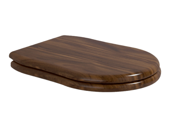 На изображении товар Сиденье для унитаза Flaminia Efi, c механизмом плавного закрывания soft-closing, шарниры хром, цвет орех от официального представителя в Москве