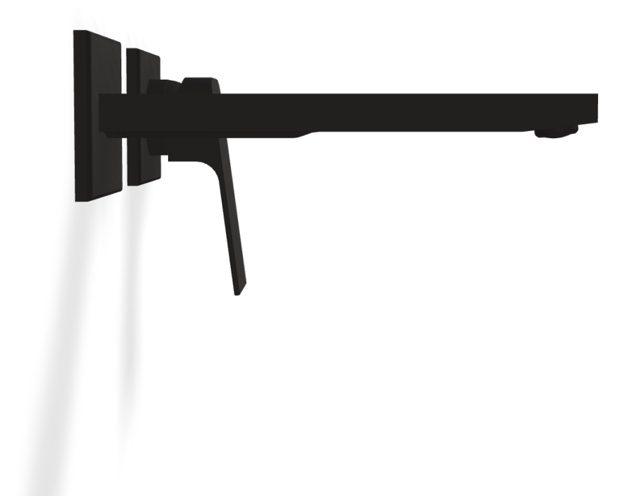 Смеситель для раковины Carlo Frattini Fit, настенный, с донным клапаном Click-Clack, излив 200 мм, внешняя часть, цвет чёрный матовый - изображение 2