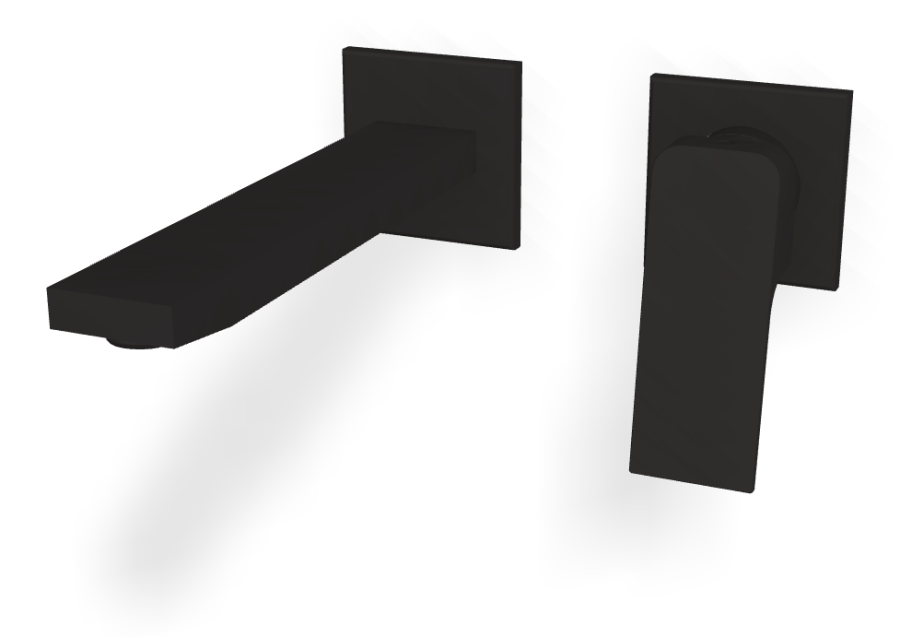 Смеситель для раковины Carlo Frattini Fit, настенный, с донным клапаном Click-Clack, излив 200 мм, внешняя часть, цвет чёрный матовый