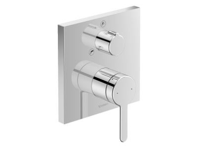 На изображении товар Смеситель для ванны Duravit C.1 скрытого монтажа, квадратная розетка, внешняя часть, цвет хром от официального представителя в Москве