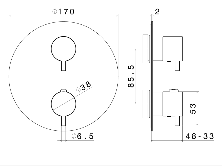 Термостат для душа Newform X-steel 316, встраиваемый, ручка установки температуры и запорный вентиль, внешняя часть, цвет Stainless steel - изображение 1