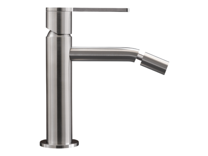 На изображении товар Смеситель для биде CeaDesign Innovo, однорычажный, регулируемый излив H. 155 мм, открывание с холодной воды, сталь, цвет сатинированная сталь от официального представителя в Москве