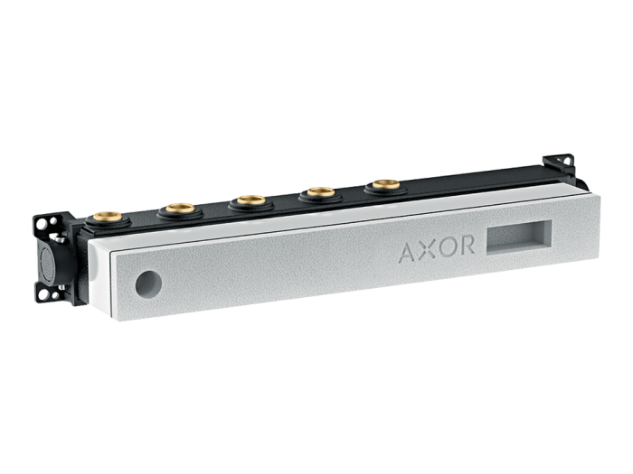 На изображении товар Скрытая часть для термостата Axor Select, для 3 потребителей, горизонтальная установка, звукоизолирующий монтаж от официального представителя в Москве