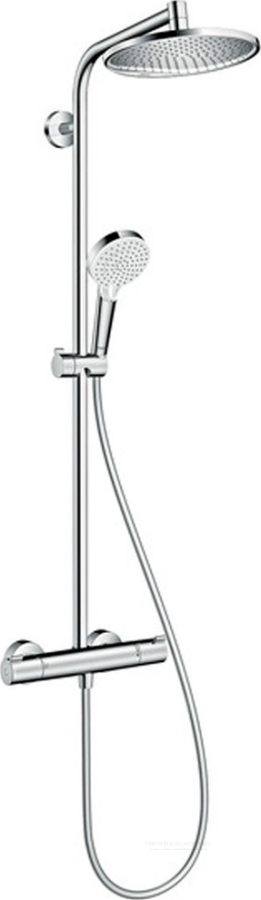 Душевая система Hansgrohe Crometta S 240: термостат, стойка, верхний душ, лейка ручная, шланг, цвет хром