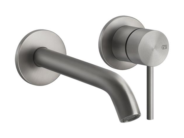 На изображении товар Смеситель для раковины Gessi316 Flessa, встраиваемый, с длинным изливом, внешняя часть, цвет Steel Brushed от официального представителя в Москве