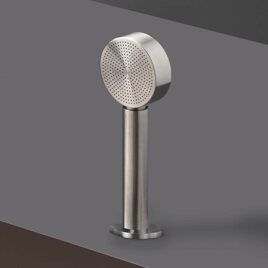 Ручной душ CeaDesign Lutezia, выдвижной, Ø 70 мм, шланг Cromolux, с дренажной системой, сталь, цвет сатинированная сталь - изображение 1