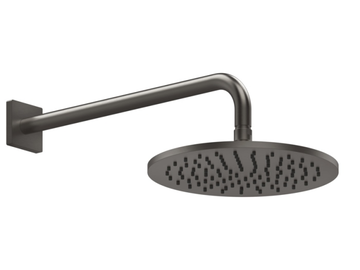 На изображении товар Верхний душ Gessi Rilievo, Ø250 мм, шарнирный, настенный, цвет Black Metal Brushed PVD от официального представителя в Москве