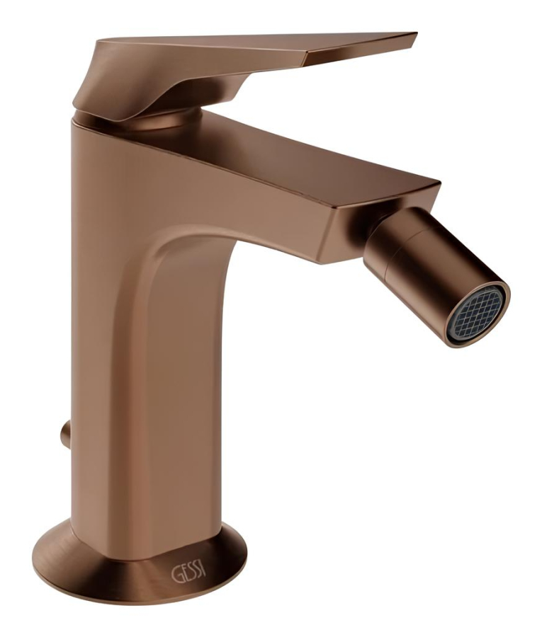 Смеситель для биде Gessi Ventaglio, однорычажный, с донным клапаном, цвет Copper Brushed PVD