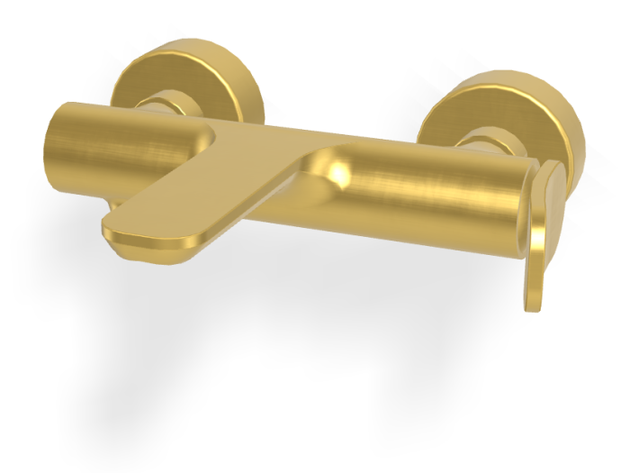 На изображении товар Смеситель для ванны Carlo Frattini Flo, с изливом и переключателем, без ручного душа, ширина 233 мм, цвет золото брашированное от официального представителя в Москве