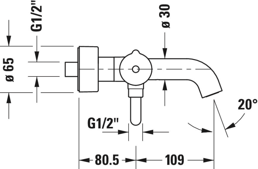 Смеситель для ванны Duravit C.1 настенный, с изливом 189мм, цвет чёрный матовый - изображение 1