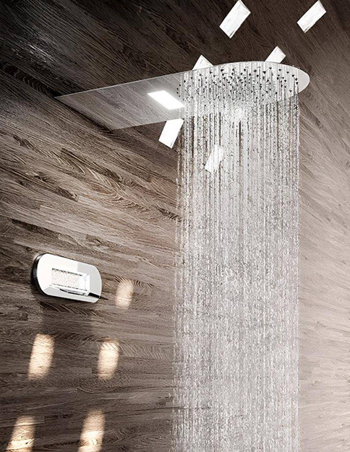 Многофункциональный душ Gessi Tremillimetri Tondo 300, для 2-х позиционного переключателя (не входит в комплект), настенный, с функциями дождь/водопад, цвет Warm Bronze Brushed PVD - изображение 1