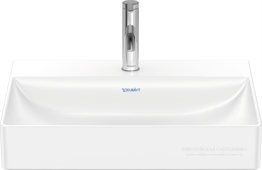 Раковина Duravit DuraSquare с шлифованным низом, 600x470 мм, без перелива, без отверстий под смеситель, цвет белый c покрытием WonderGliss - изображение 2