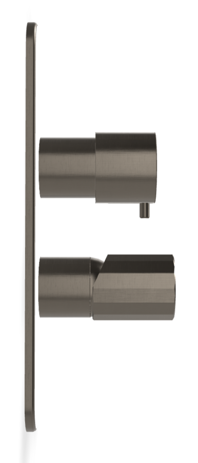 Смеситель для ванны/душа Carlo Frattini Spillo Tech, ручка V Collection, с переключателем на 2/3 потребителя, Н-260 мм, внешняя часть, цвет брашированный чёрный хром - изображение 2