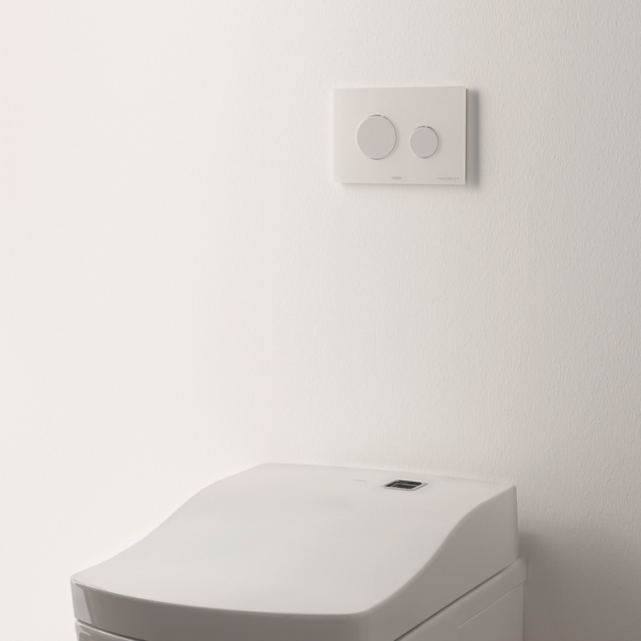 Клавиша смыва с логотипом Toto ТОТО и NEOREST, стекло цвет белый, подходит для встроенных бачков ТЕСЕ - изображение 1