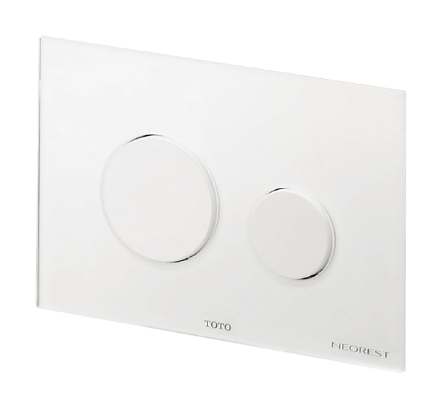 Клавиша смыва с логотипом Toto ТОТО и NEOREST, стекло цвет белый, подходит для встроенных бачков ТЕСЕ