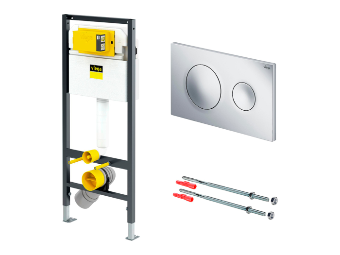 На изображении товар Инсталляция Viega Prevista Dry для подвесного унитаза с клавишей Visign for Style 20, 1120 х 490 мм, цвет хром от официального представителя в Москве