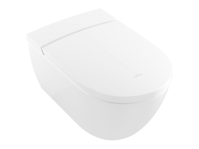На изображении товар Унитаз Villeroy&Boch ViClean -I100, подвесной, с крышкой-биде, 385 x 595 x 400 mm, 220-240 V AC / 50 Hz,  с дистанц. пультом, White Alpin CeramicPlus от официального представителя в Москве
