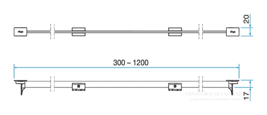 Декоративная вставка Viega Advantix Vario Visign SR4, 300 - 1200 мм, для лотков встраиваемых в пол, цвет белый - изображение 3