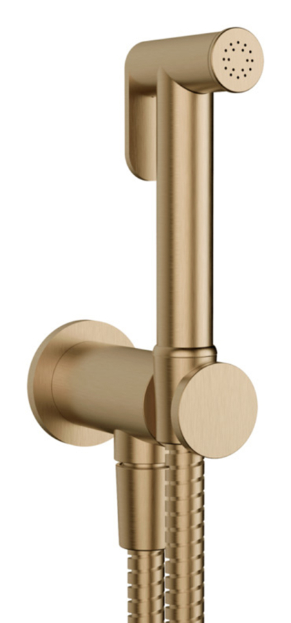 Гигиенический душ Gessi Tondo, шланг 1250 мм, шланговое подсоединение с держателем лейки, цвет Warm Bronze Br. PVD