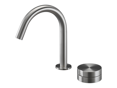Смеситель для раковины CeaDesign Giotto Plus, на 2 отверстия, H-190 мм, поворотный излив, сталь, цвет сатинированная сталь