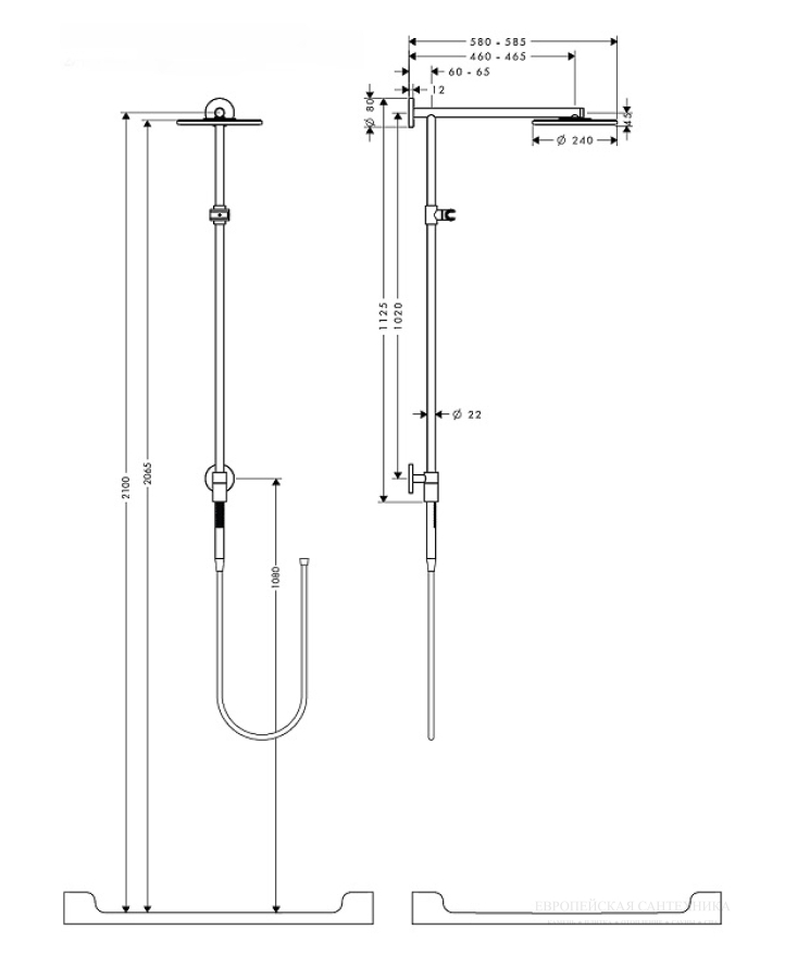 Душевая стойка Hansgrohe Raindance S 240 Showerpipe Connect, кронштейн 460 мм, цвет хром - изображение 2